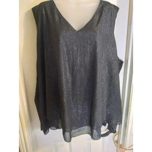 Avenue Top Black Sleeveless Metalic Thread Elegant Flowing Sz 32 - Picture 1 of 10